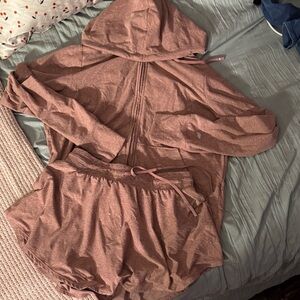 Pink mauve Hooded Jacket and Shorts Set $30